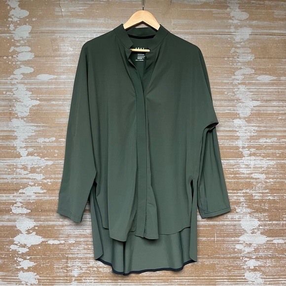 Aday Something Borrowed Shirt Moss Slimming Athleisure Classic Womens L - Picture 3 of 6